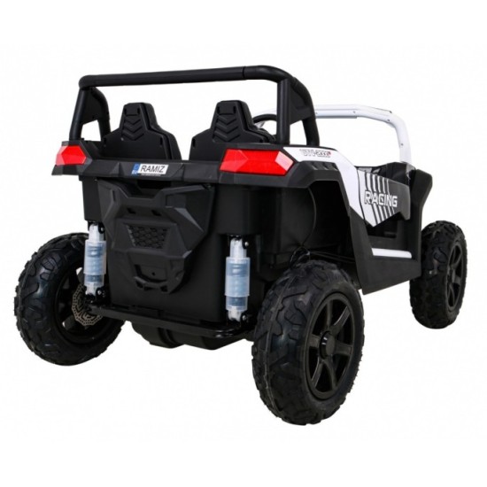 JOKO Elektrické autíčko Buggy ATV STRONG Racing 180W 24V, nosnosť 100kg, brzdový pedál, Dvojmiestne, nafukovacie kolesá, biele