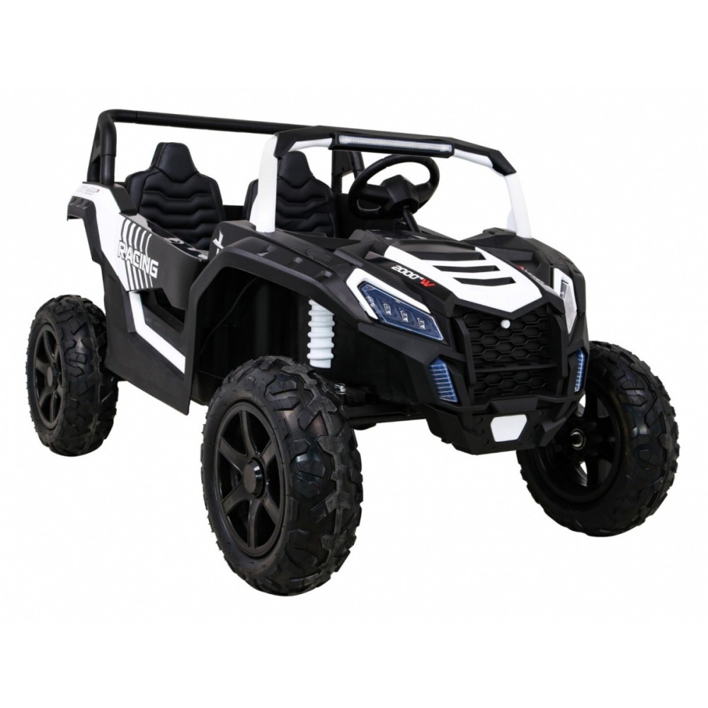 JOKO Elektrické autíčko Buggy ATV STRONG Racing 180W 24V, nosnosť 100kg, brzdový pedál, Dvojmiestne, nafukovacie kolesá, biele