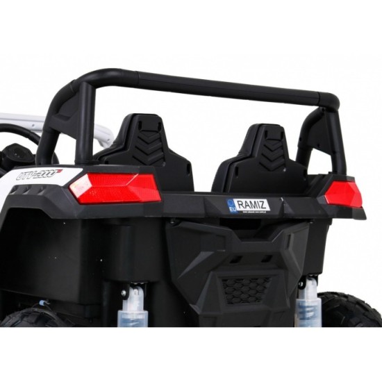 JOKO Elektrické autíčko Buggy ATV STRONG Racing 180W 24V, nosnosť 100kg, brzdový pedál, Dvojmiestne, nafukovacie kolesá, biele