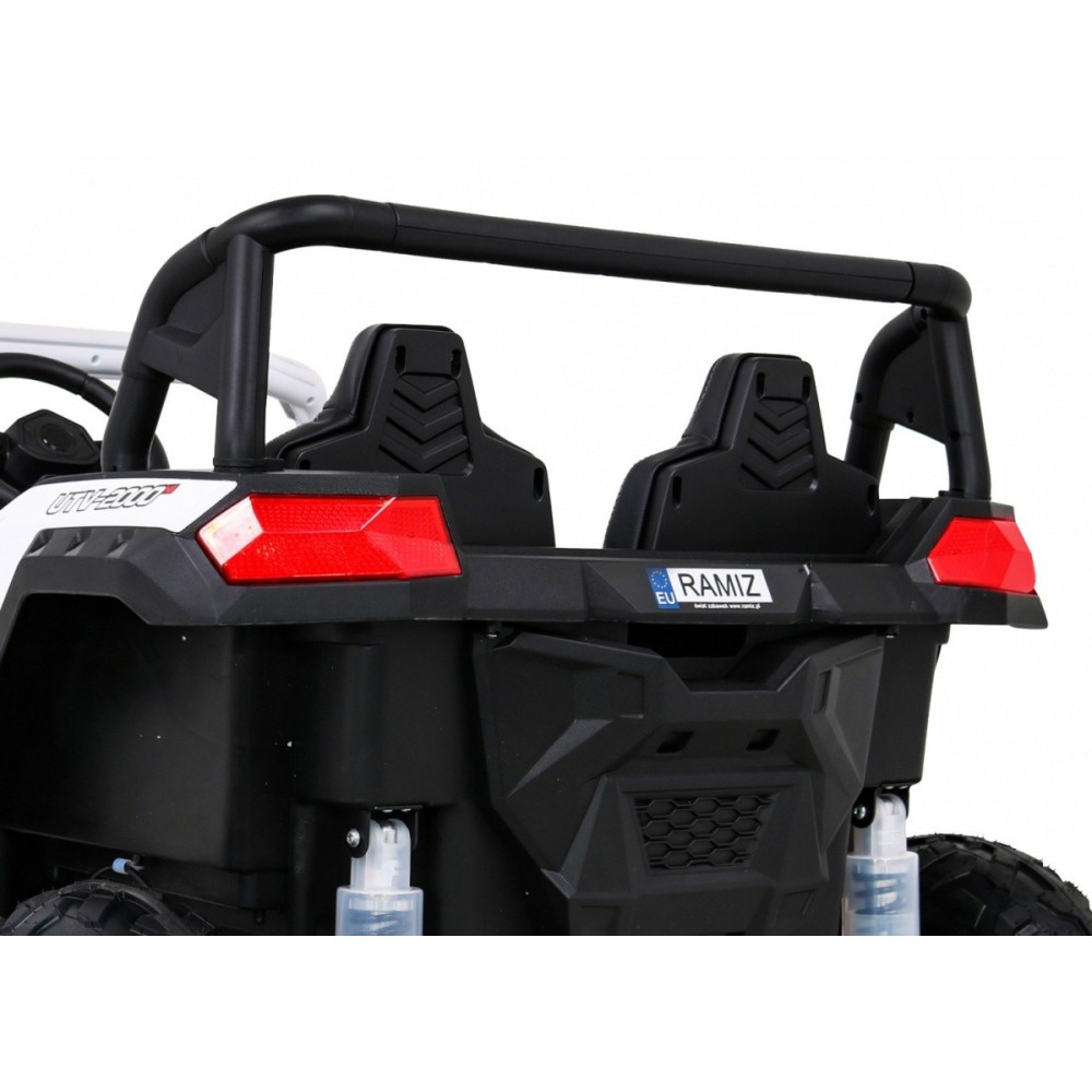 JOKO Elektrické autíčko Buggy ATV STRONG Racing 180W 24V, nosnosť 100kg, brzdový pedál, Dvojmiestne, nafukovacie kolesá, biele