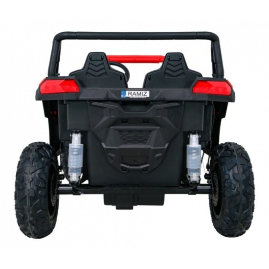 JOKO Elektrické autíčko Buggy ATV STRONG Racing 180W 24V, nosnosť 100kg, brzdový pedál, Dvojmiestne, nafukovacie kolesá, červené