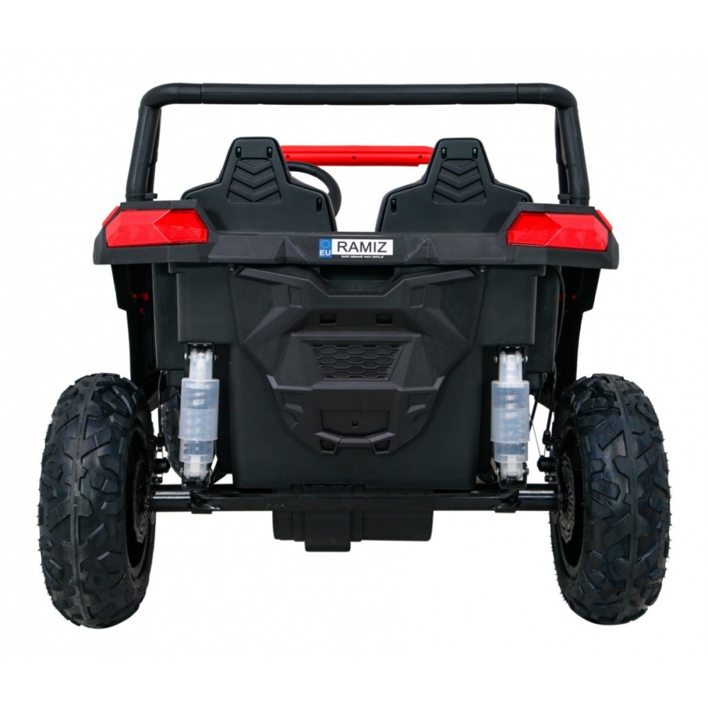 JOKO Elektrické autíčko Buggy ATV STRONG Racing 180W 24V, nosnosť 100kg, brzdový pedál, Dvojmiestne, nafukovacie kolesá, červené