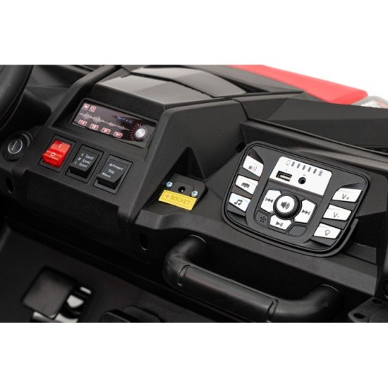 JOKO Elektrické autíčko Buggy ATV STRONG Racing 180W 24V, nosnosť 100kg, brzdový pedál, Dvojmiestne, nafukovacie kolesá, červené