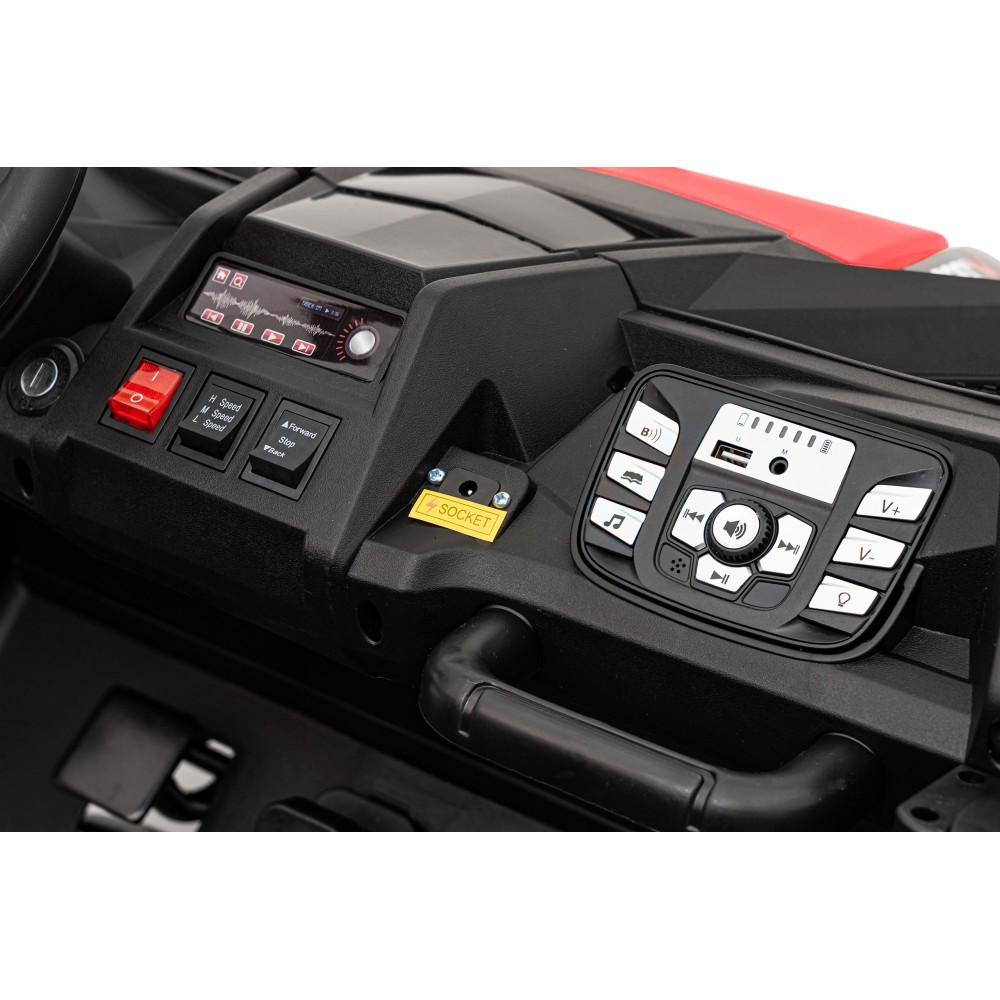JOKO Elektrické autíčko Buggy ATV STRONG Racing 180W 24V, nosnosť 100kg, brzdový pedál, Dvojmiestne, nafukovacie kolesá, červené