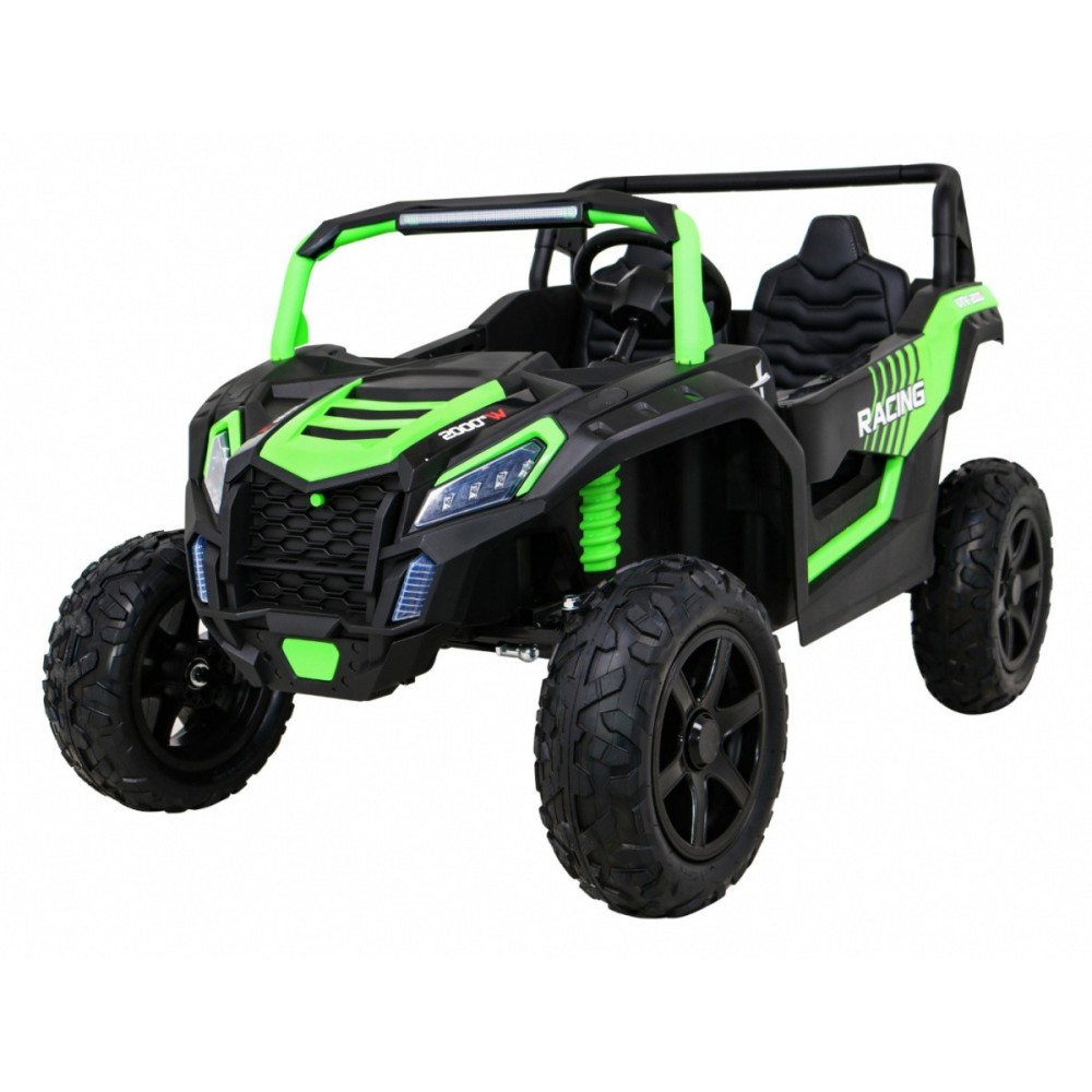 JOKO Elektrické autíčko Buggy ATV STRONG Racing 180W 24V, nosnosť 100kg, brzdový pedál, Dvojmiestne, nafukovacie kolesá, zelené