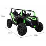 JOKO Elektrické autíčko Buggy ATV STRONG Racing 180W 24V, nosnosť 100kg, brzdový pedál, Dvojmiestne, nafukovacie kolesá, zelené