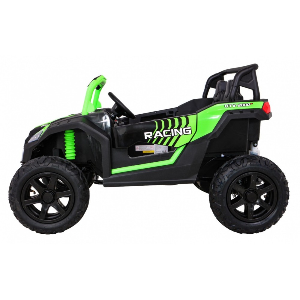 JOKO Elektrické autíčko Buggy ATV STRONG Racing 180W 24V, nosnosť 100kg, brzdový pedál, Dvojmiestne, nafukovacie kolesá, zelené