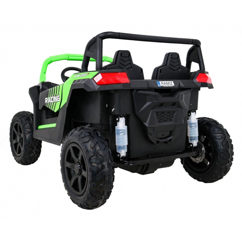 JOKO Elektrické autíčko Buggy ATV STRONG Racing 180W 24V, nosnosť 100kg, brzdový pedál, Dvojmiestne, nafukovacie kolesá, zelené