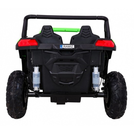 JOKO Elektrické autíčko Buggy ATV STRONG Racing 180W 24V, nosnosť 100kg, brzdový pedál, Dvojmiestne, nafukovacie kolesá, zelené