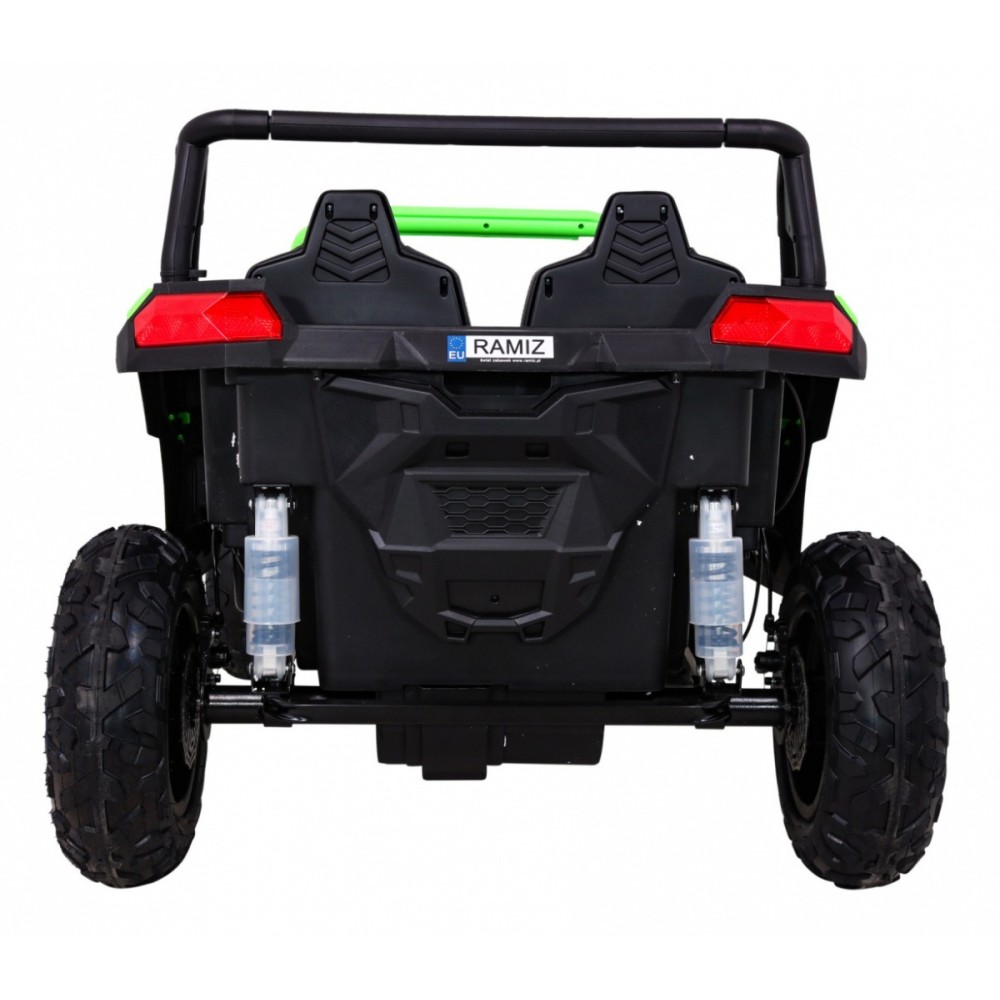 JOKO Elektrické autíčko Buggy ATV STRONG Racing 180W 24V, nosnosť 100kg, brzdový pedál, Dvojmiestne, nafukovacie kolesá, zelené