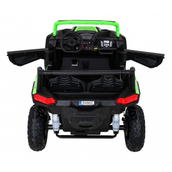 JOKO Elektrické autíčko Buggy ATV STRONG Racing 180W 24V, nosnosť 100kg, brzdový pedál, Dvojmiestne, nafukovacie kolesá, zelené