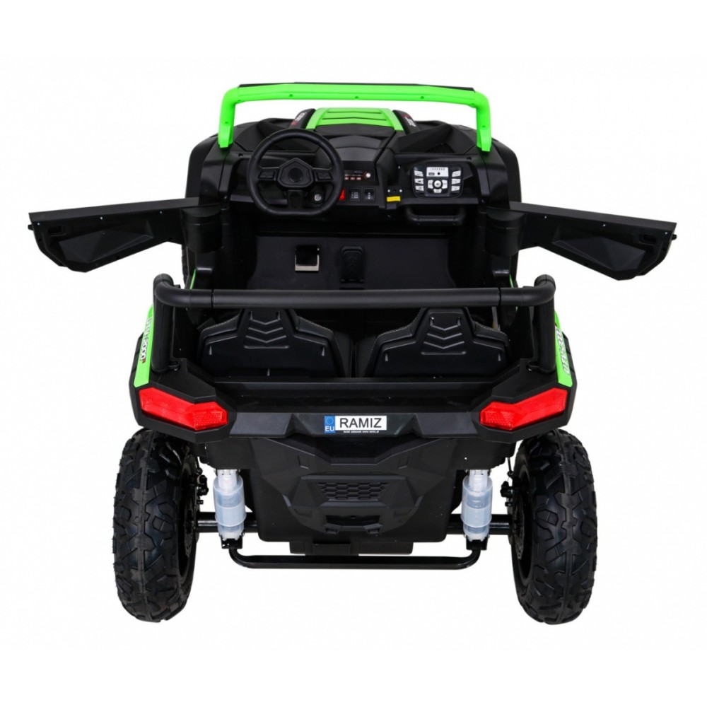 JOKO Elektrické autíčko Buggy ATV STRONG Racing 180W 24V, nosnosť 100kg, brzdový pedál, Dvojmiestne, nafukovacie kolesá, zelené