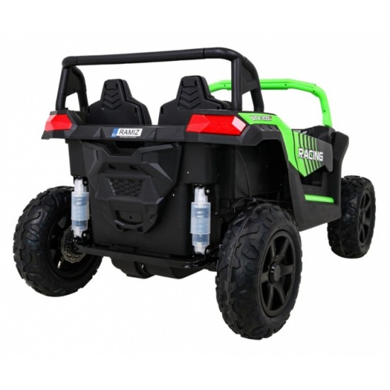 JOKO Elektrické autíčko Buggy ATV STRONG Racing 180W 24V, nosnosť 100kg, brzdový pedál, Dvojmiestne, nafukovacie kolesá, zelené