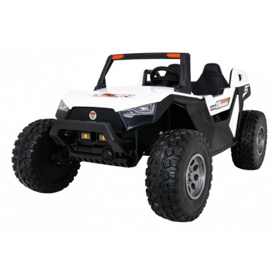 JOKO Veľké Elektrické autíčko BUGGY 4x4 Clash 24V, FM rádio, DVOJMIESTNE Kožené sedadlo, NOSNOSŤ 60KG, penové kolesá, biele
