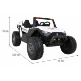 JOKO Veľké Elektrické autíčko BUGGY 4x4 Clash 24V, FM rádio, DVOJMIESTNE Kožené sedadlo, NOSNOSŤ 60KG, penové kolesá, biele