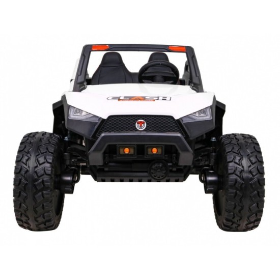 JOKO Veľké Elektrické autíčko BUGGY 4x4 Clash 24V, FM rádio, DVOJMIESTNE Kožené sedadlo, NOSNOSŤ 60KG, penové kolesá, biele