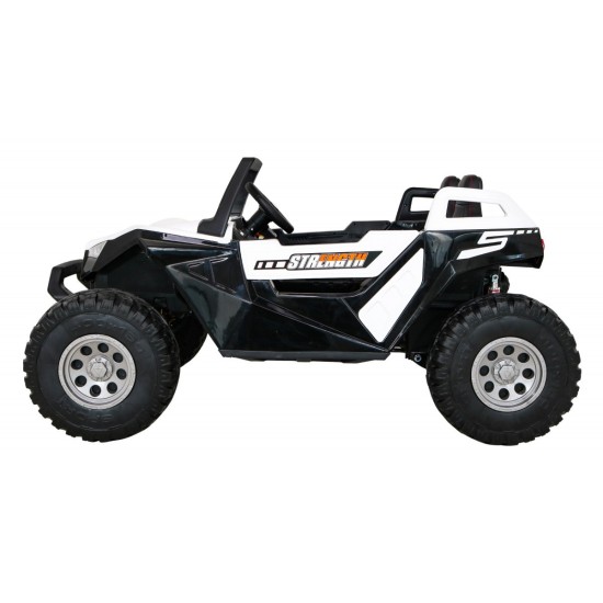 JOKO Veľké Elektrické autíčko BUGGY 4x4 Clash 24V, FM rádio, DVOJMIESTNE Kožené sedadlo, NOSNOSŤ 60KG, penové kolesá, biele