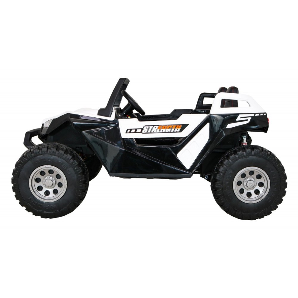 JOKO Veľké Elektrické autíčko BUGGY 4x4 Clash 24V, FM rádio, DVOJMIESTNE Kožené sedadlo, NOSNOSŤ 60KG, penové kolesá, biele