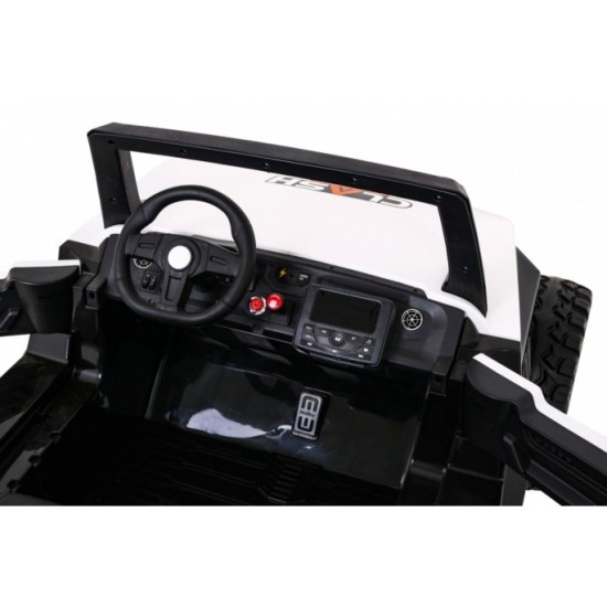 JOKO Veľké Elektrické autíčko BUGGY 4x4 Clash 24V, FM rádio, DVOJMIESTNE Kožené sedadlo, NOSNOSŤ 60KG, penové kolesá, biele