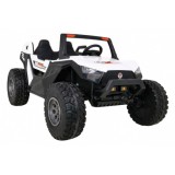 JOKO Veľké Elektrické autíčko BUGGY 4x4 Clash 24V, FM rádio, DVOJMIESTNE Kožené sedadlo, NOSNOSŤ 60KG, penové kolesá, biele