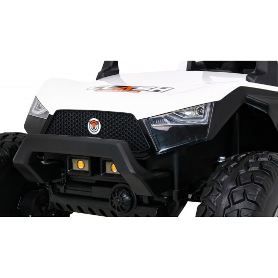JOKO Veľké Elektrické autíčko BUGGY 4x4 Clash 24V, FM rádio, DVOJMIESTNE Kožené sedadlo, NOSNOSŤ 60KG, penové kolesá, biele