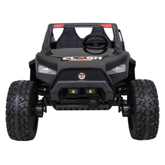 JOKO Veľké Elektrické autíčko BUGGY 4x4 Clash 24V, FM rádio, DVOJMIESTNE Kožené sedadlo, NOSNOSŤ 60KG, penové kolesá, čierne