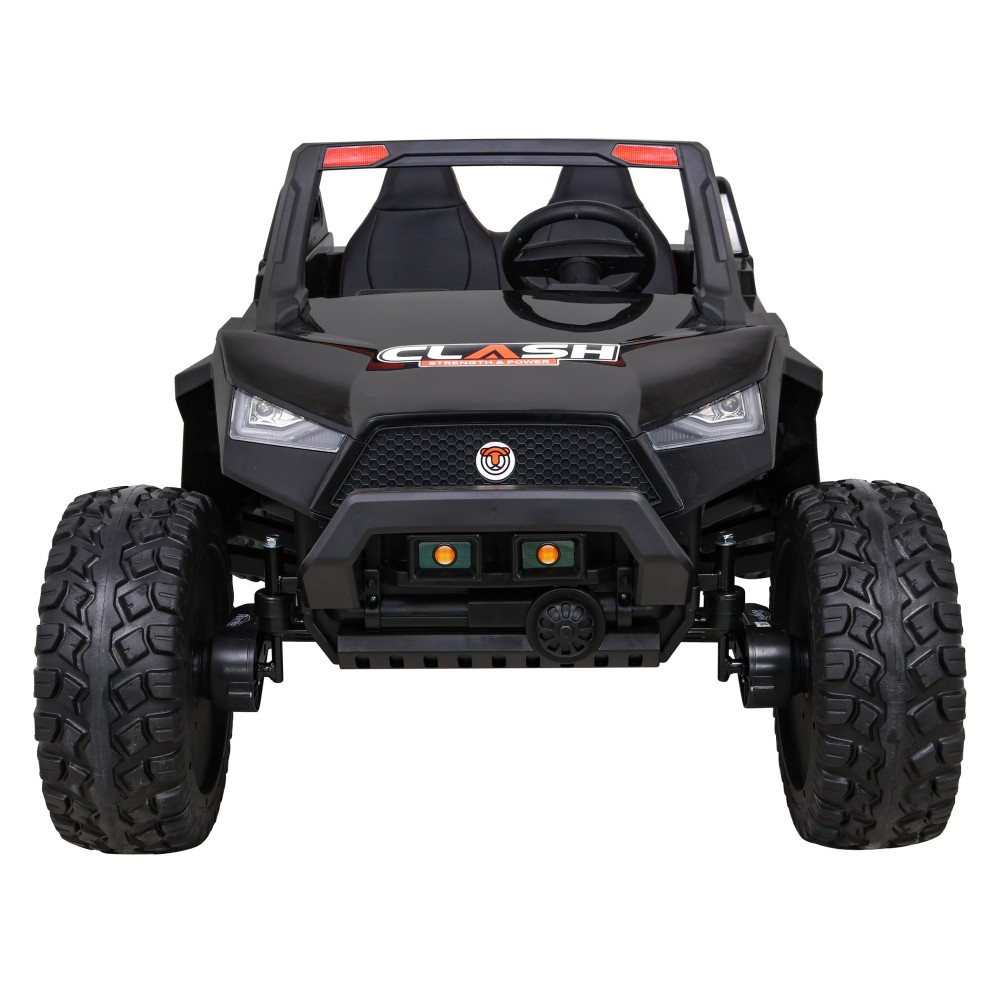 JOKO Veľké Elektrické autíčko BUGGY 4x4 Clash 24V, FM rádio, DVOJMIESTNE Kožené sedadlo, NOSNOSŤ 60KG, penové kolesá, čierne
