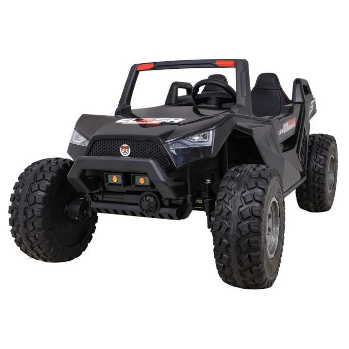 JOKO Veľké Elektrické autíčko BUGGY 4x4 Clash 24V, FM rádio, DVOJMIESTNE Kožené sedadlo, NOSNOSŤ 60KG, penové kolesá, čierne