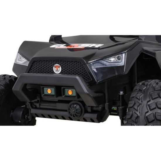 JOKO Veľké Elektrické autíčko BUGGY 4x4 Clash 24V, FM rádio, DVOJMIESTNE Kožené sedadlo, NOSNOSŤ 60KG, penové kolesá, čierne