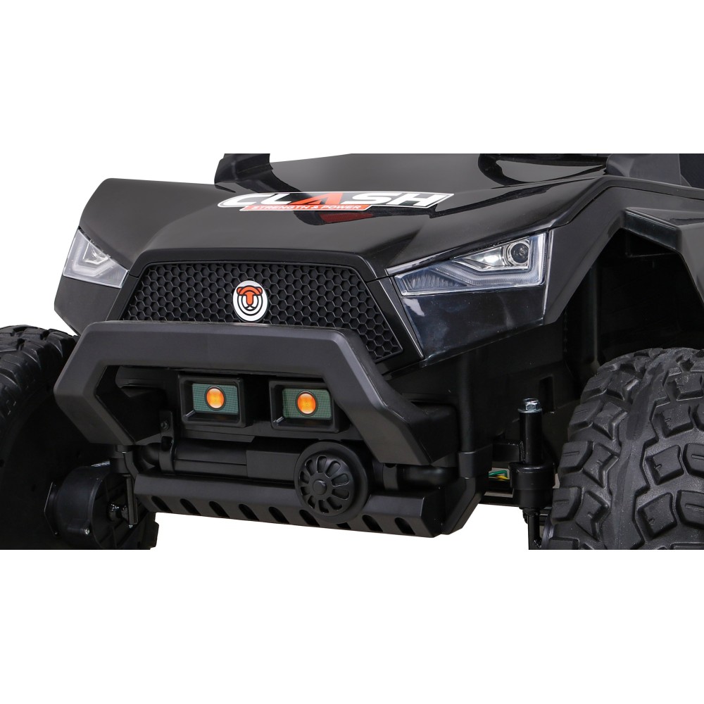 JOKO Veľké Elektrické autíčko BUGGY 4x4 Clash 24V, FM rádio, DVOJMIESTNE Kožené sedadlo, NOSNOSŤ 60KG, penové kolesá, čierne