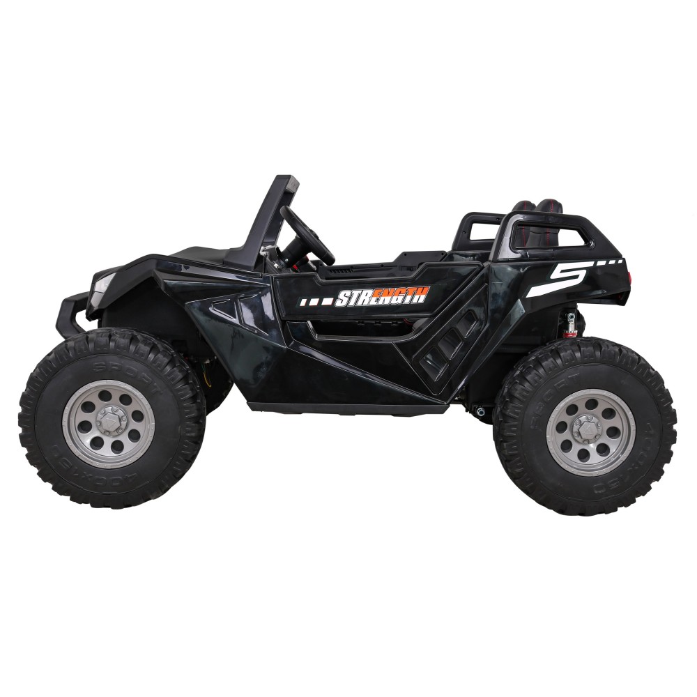 JOKO Veľké Elektrické autíčko BUGGY 4x4 Clash 24V, FM rádio, DVOJMIESTNE Kožené sedadlo, NOSNOSŤ 60KG, penové kolesá, čierne