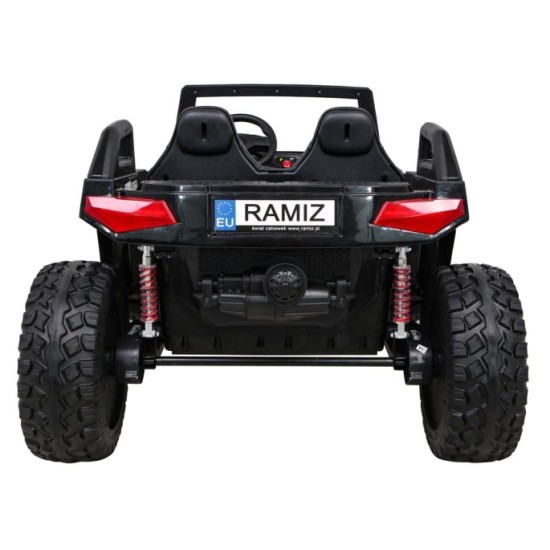 JOKO Veľké Elektrické autíčko BUGGY 4x4 Clash 24V, FM rádio, DVOJMIESTNE Kožené sedadlo, NOSNOSŤ 60KG, penové kolesá, čierne