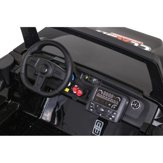 JOKO Veľké Elektrické autíčko BUGGY 4x4 Clash 24V, FM rádio, DVOJMIESTNE Kožené sedadlo, NOSNOSŤ 60KG, penové kolesá, čierne