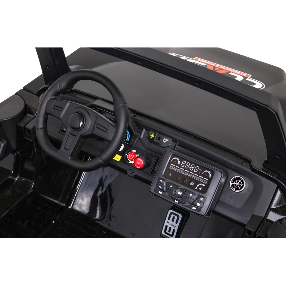JOKO Veľké Elektrické autíčko BUGGY 4x4 Clash 24V, FM rádio, DVOJMIESTNE Kožené sedadlo, NOSNOSŤ 60KG, penové kolesá, čierne