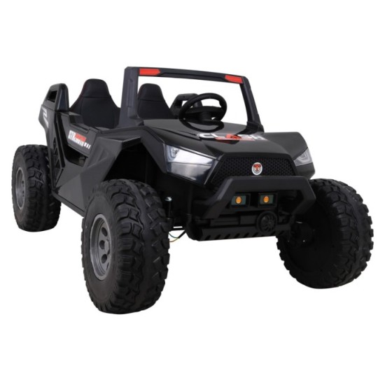 JOKO Veľké Elektrické autíčko BUGGY 4x4 Clash 24V, FM rádio, DVOJMIESTNE Kožené sedadlo, NOSNOSŤ 60KG, penové kolesá, čierne