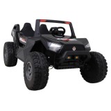 JOKO Veľké Elektrické autíčko BUGGY 4x4 Clash 24V, FM rádio, DVOJMIESTNE Kožené sedadlo, NOSNOSŤ 60KG, penové kolesá, čierne