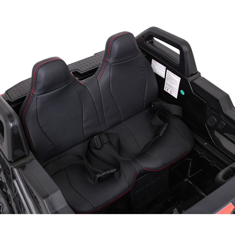 JOKO Veľké Elektrické autíčko BUGGY 4x4 Clash 24V, FM rádio, DVOJMIESTNE Kožené sedadlo, NOSNOSŤ 60KG, penové kolesá, čierne
