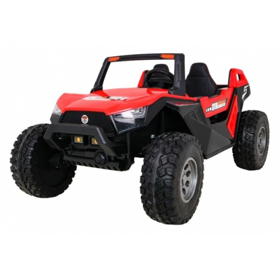 JOKO Veľké Elektrické autíčko BUGGY 4x4 Clash 24V, FM rádio, DVOJMIESTNE Kožené sedadlo, NOSNOSŤ 60KG, penové kolesá, červené