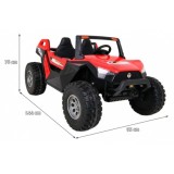JOKO Veľké Elektrické autíčko BUGGY 4x4 Clash 24V, FM rádio, DVOJMIESTNE Kožené sedadlo, NOSNOSŤ 60KG, penové kolesá, červené