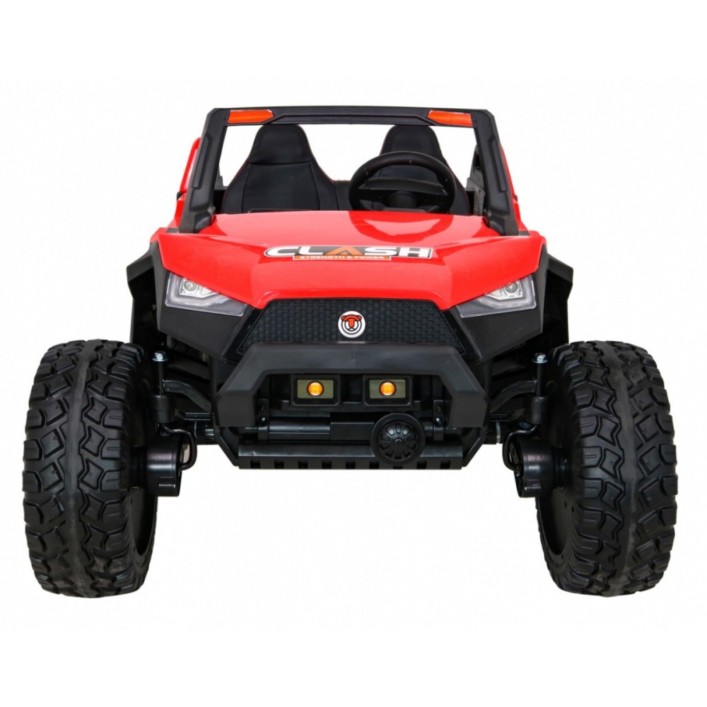 JOKO Veľké Elektrické autíčko BUGGY 4x4 Clash 24V, FM rádio, DVOJMIESTNE Kožené sedadlo, NOSNOSŤ 60KG, penové kolesá, červené