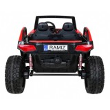 JOKO Veľké Elektrické autíčko BUGGY 4x4 Clash 24V, FM rádio, DVOJMIESTNE Kožené sedadlo, NOSNOSŤ 60KG, penové kolesá, červené