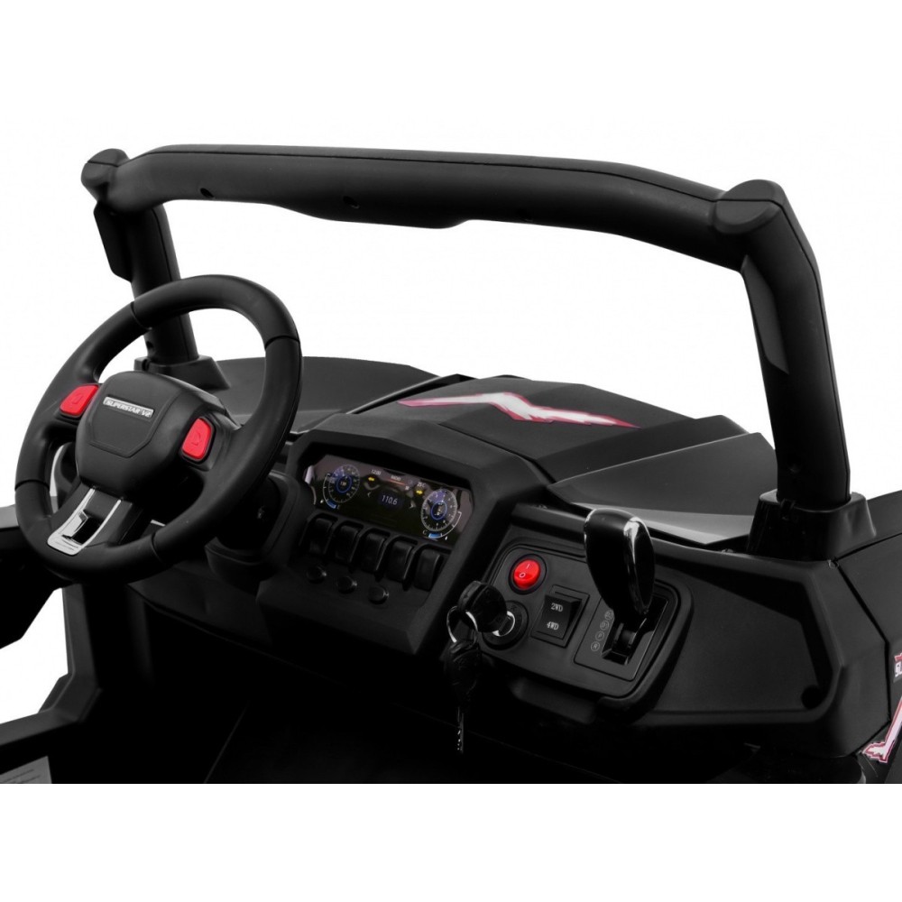 JOKO Elektrické autíčko Buggy 4x4 SuperStar, MP4 LCD displej, Penové kolesá, Dvojmiestne kožené sedadlo, USB, čierne