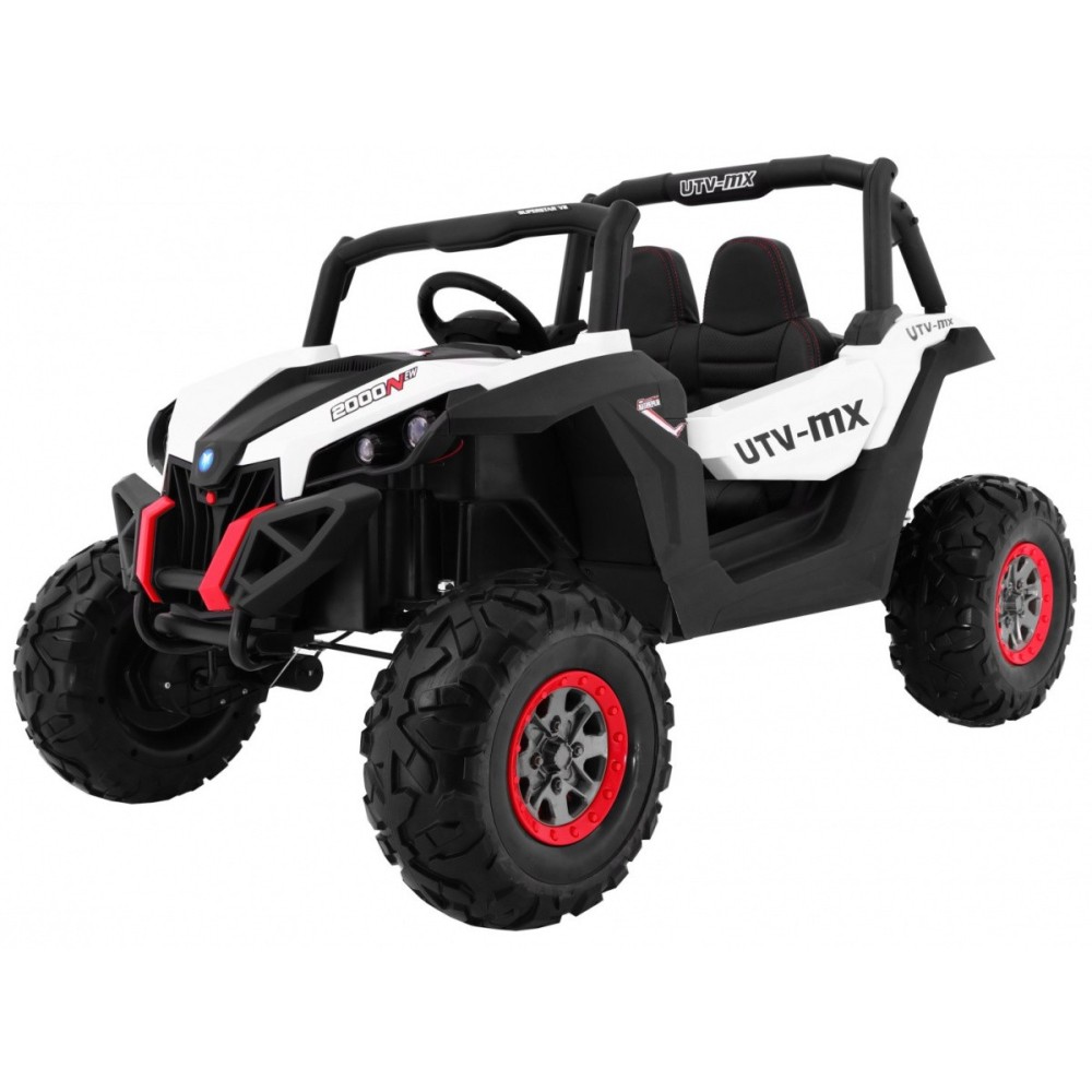 JOKO Elektrické autíčko Buggy 4x4 SuperStar, nosnosť 40kg, Penové kolesá, Dvojmiestne kožené sedadlo, biele