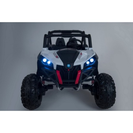 JOKO Elektrické autíčko Buggy 4x4 SuperStar, nosnosť 40kg, Penové kolesá, Dvojmiestne kožené sedadlo, biele