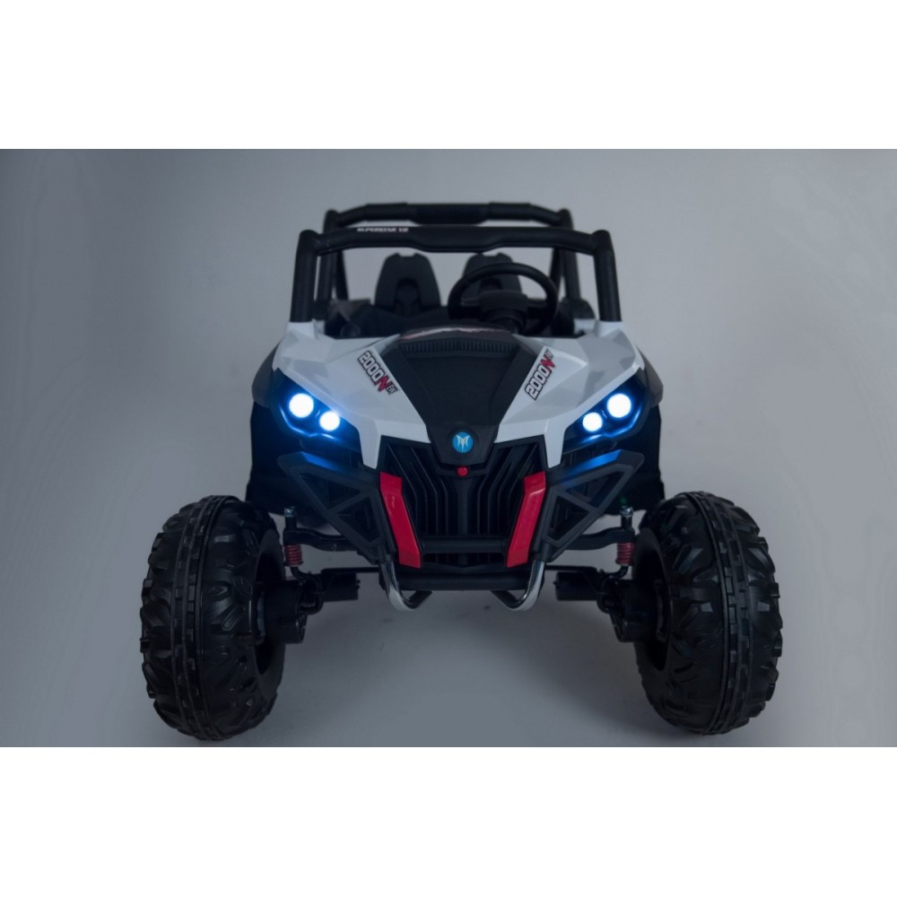 JOKO Elektrické autíčko Buggy 4x4 SuperStar, nosnosť 40kg, Penové kolesá, Dvojmiestne kožené sedadlo, biele