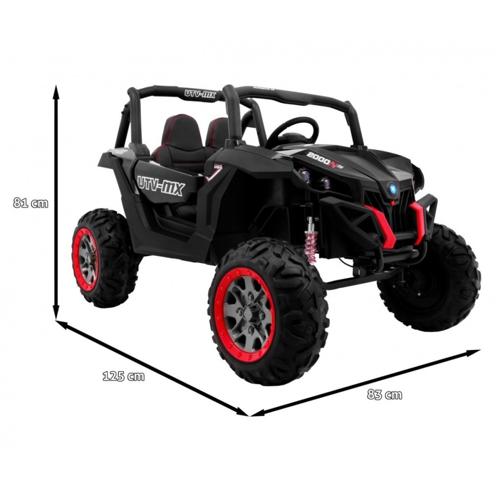 JOKO Elektrické autíčko Buggy 4x4 SuperStar, nosnosť 40kg, Penové kolesá, Dvojmiestne kožené sedadlo, čierne
