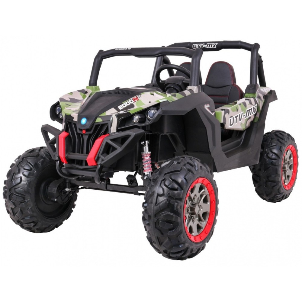 JOKO Elektrické autíčko Buggy 4x4 SuperStar, nosnosť 40kg, Penové kolesá, Dvojmiestne kožené sedadlo, maskáčové