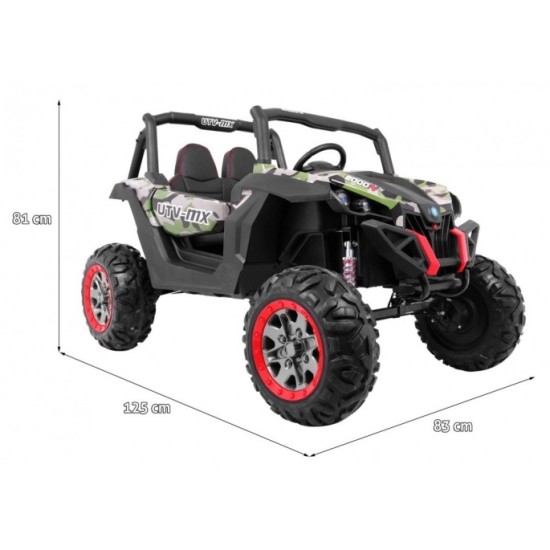 JOKO Elektrické autíčko Buggy 4x4 SuperStar, nosnosť 40kg, Penové kolesá, Dvojmiestne kožené sedadlo, maskáčové