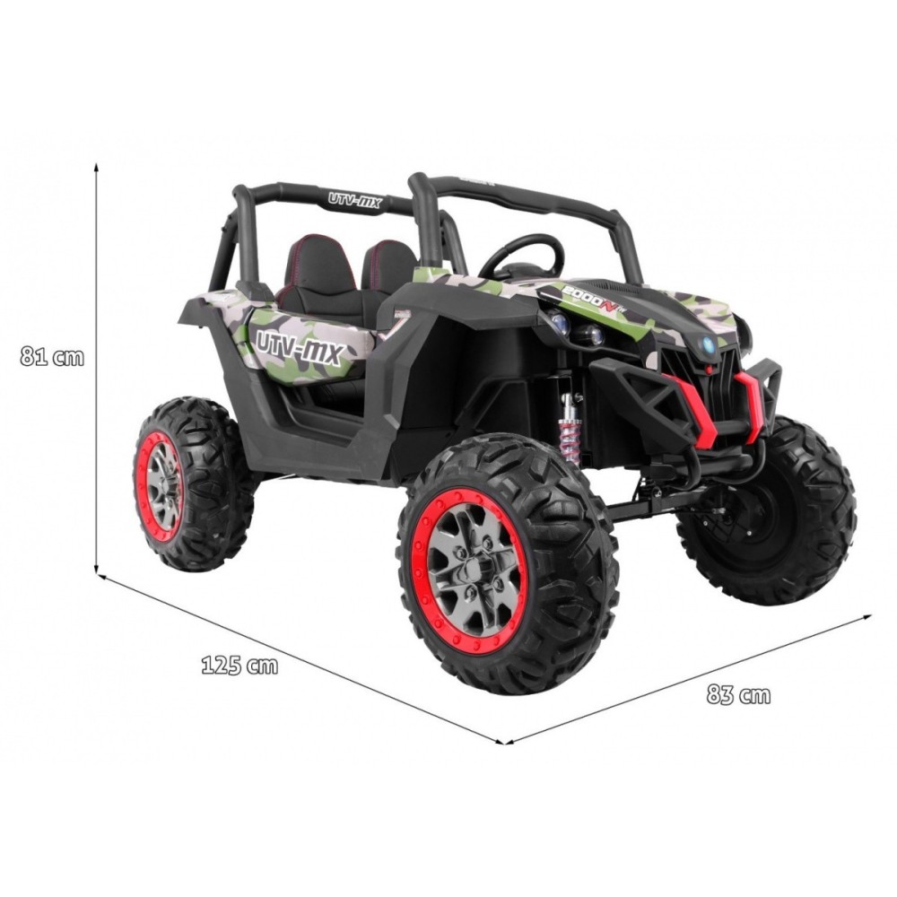 JOKO Elektrické autíčko Buggy 4x4 SuperStar, nosnosť 40kg, Penové kolesá, Dvojmiestne kožené sedadlo, maskáčové