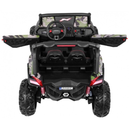 JOKO Elektrické autíčko Buggy 4x4 SuperStar, nosnosť 40kg, Penové kolesá, Dvojmiestne kožené sedadlo, maskáčové